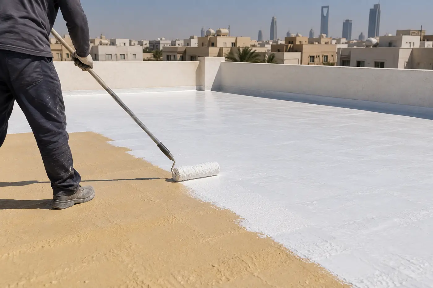 طلاء حماية أبيض عاكس فوق فوم مرشوش حديثًا